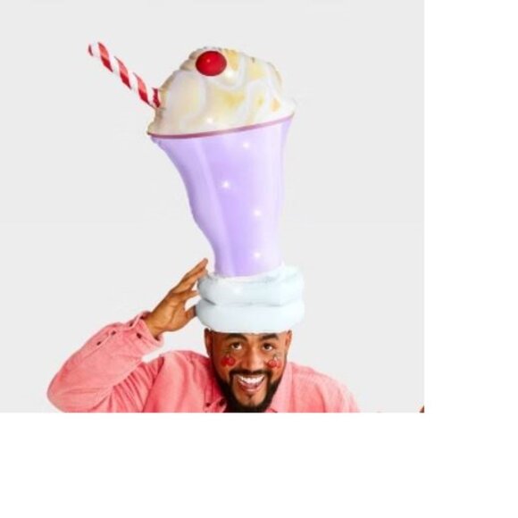 Milkshake Light Up Headpiece Halloween Costume Accessory Inflatable - Picture 1 of 3